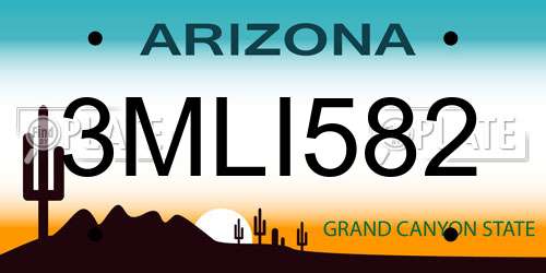 3MLI582 Arizona License Plate