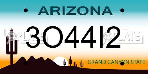 3O44I2 Arizona License Plate