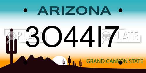 3O44I7 Arizona License Plate