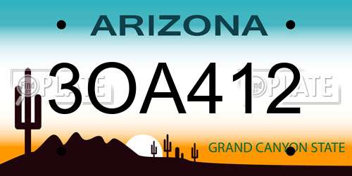 3OA412 Arizona License Plate