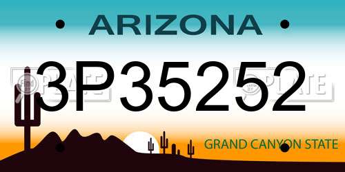 3P35252 Arizona License Plate
