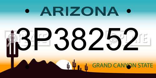 3P38252 Arizona License Plate
