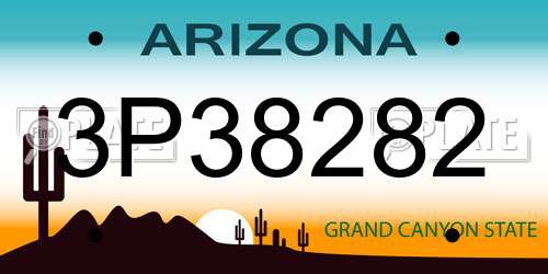 3P38282 Arizona License Plate