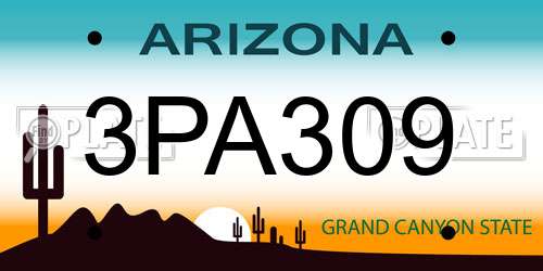 3PA309 Arizona License Plate