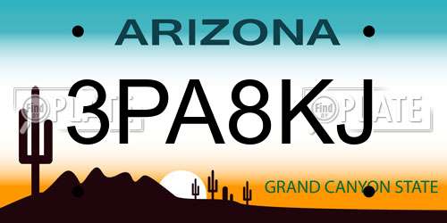 3PA8KJ Arizona License Plate
