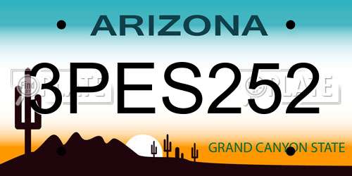 3PES252 Arizona License Plate