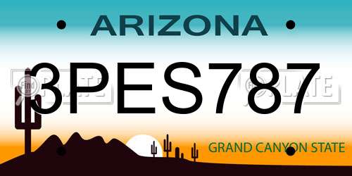 3PES787 Arizona License Plate