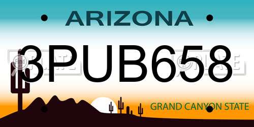 3PUB658 Arizona License Plate
