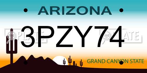 3PZY74 Arizona License Plate