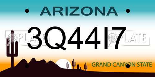 3Q44I7 Arizona License Plate