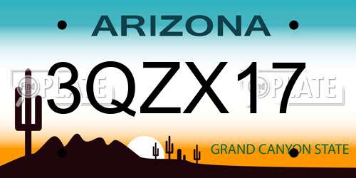 3QZX17 Arizona License Plate