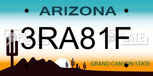3RA81F Arizona License Plate