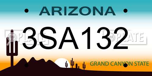 3SA132 Arizona License Plate