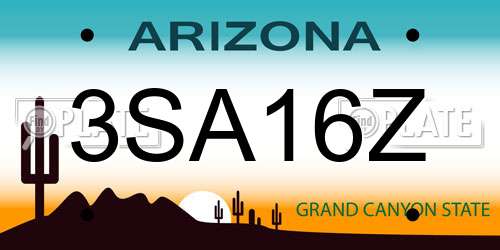 3SA16Z Arizona License Plate