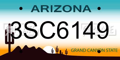 3SC6149 Arizona License Plate