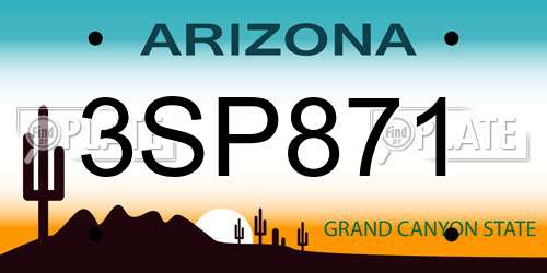 3SP871 Arizona License Plate