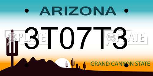 3T07T3 Arizona License Plate
