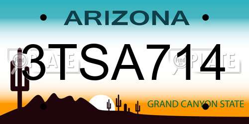 3TSA714 Arizona License Plate