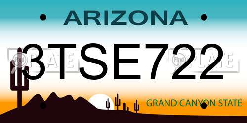 3TSE722 Arizona License Plate