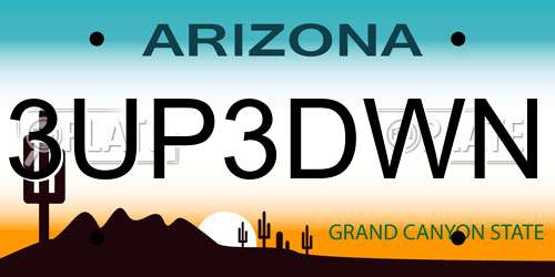 3UP3DWN Arizona License Plate