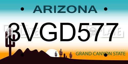 3VGD577 Arizona License Plate
