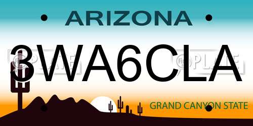 3WA6CLA Arizona License Plate