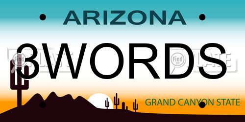 3WORDS Arizona License Plate