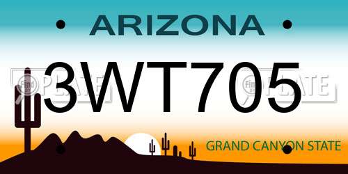 3WT705 Arizona License Plate