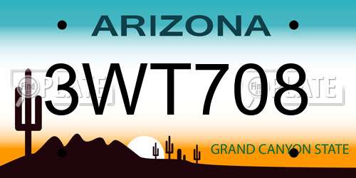 3WT708 Arizona License Plate