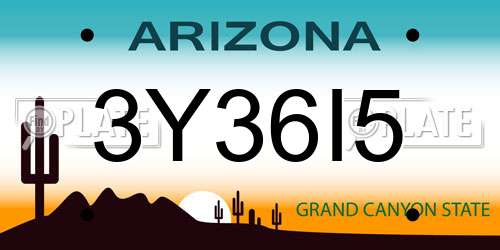3Y36I5 Arizona License Plate