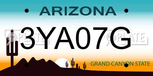 3YA07G Arizona License Plate