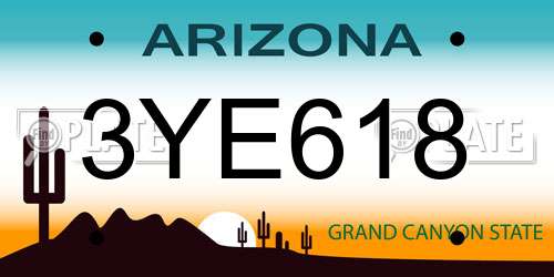 3YE618 Arizona License Plate