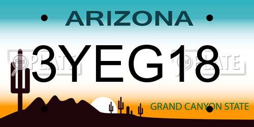 3YEG18 Arizona License Plate