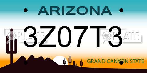 3Z07T3 Arizona License Plate
