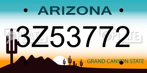 3Z53772 Arizona License Plate