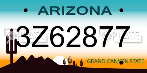 3Z62877 Arizona License Plate