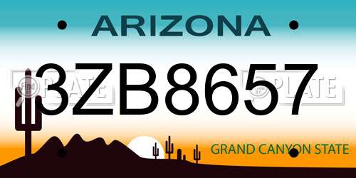 3ZB8657 Arizona License Plate