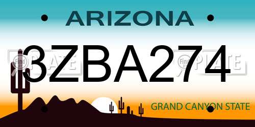 3ZBA274 Arizona License Plate
