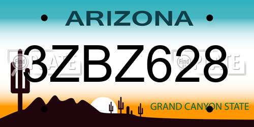 3ZBZ628 Arizona License Plate