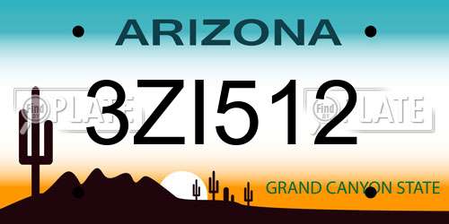 3ZI512 Arizona License Plate