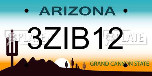 3ZIB12 Arizona License Plate