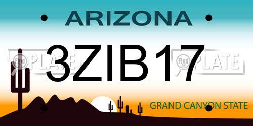3ZIB17 Arizona License Plate