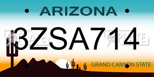 3ZSA714 Arizona License Plate