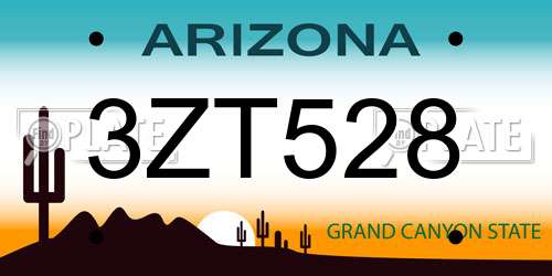 3ZT528 Arizona License Plate