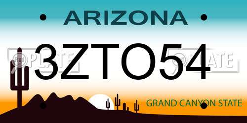3ZTO54 Arizona License Plate