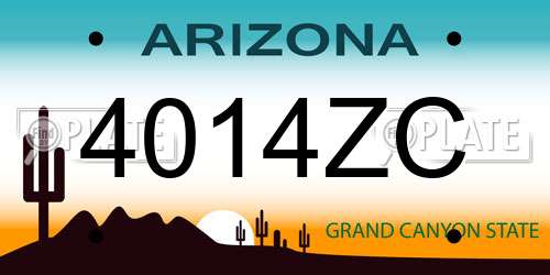 4014ZC Arizona License Plate