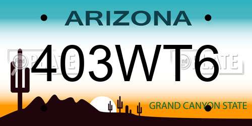 403WT6 Arizona License Plate