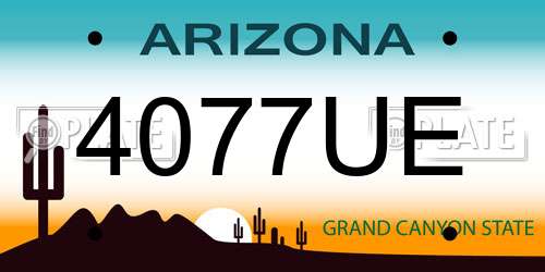 4077UE Arizona License Plate