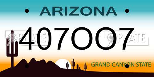 407OO7 Arizona License Plate
