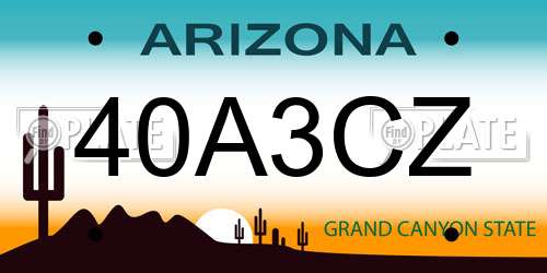 40A3CZ Arizona License Plate